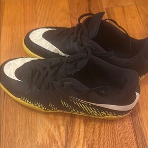 Nike Black and Yellow Indoor Soccer Shoes with Classic Design